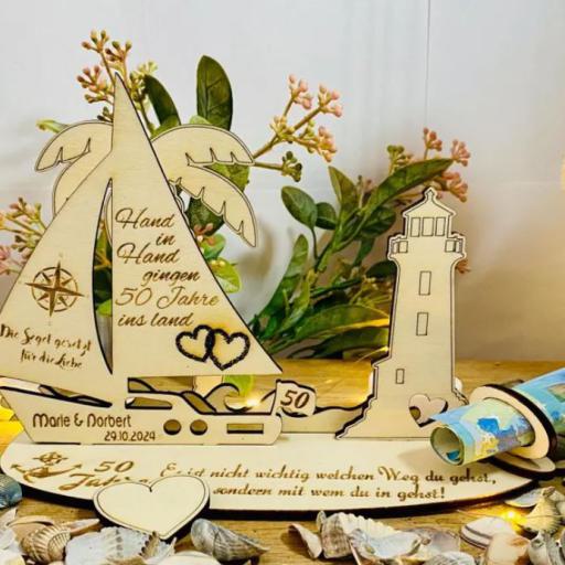 Goldene Hochzeit Hochzeitstag 50 Jahre Jubiläum Personalisiert Schiff Leuchtturm