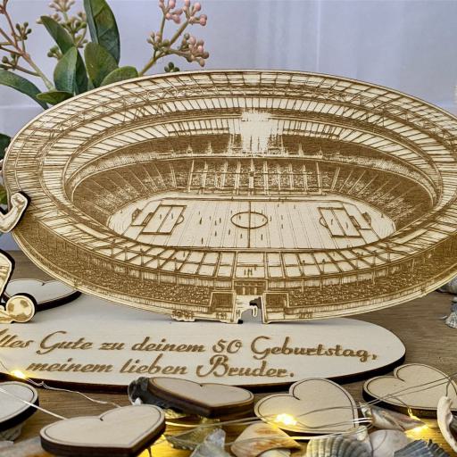 Geldgeschenk - Dauerkarte Jahreskarte Eintrittskarte Fußball Stadion - Aus Holz - Gutschein - Personalisiert - Eigener Text Geburtstag