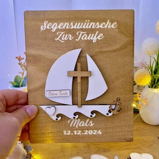 Kommunion Konfirmation Firmung Taufe Geburt Geschenk Geldgeschenk Holz Boot